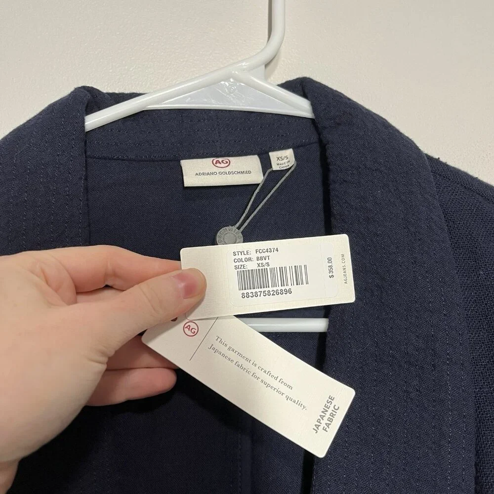 AG Adriano Goldschmied NWT Maura Oversized Navy Blue Blazer Jacket Size‎ XS/S